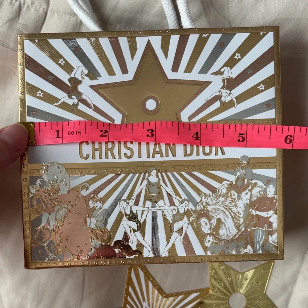 Christian Dior Gold White Star Circus Holiday Rodeo Gift Bag Tag Metal Ornament